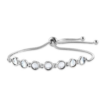 Himmelblaues Topas Bolo-Armband, ca. 16-26 cm, Edelstahl ca. 5,50 ct