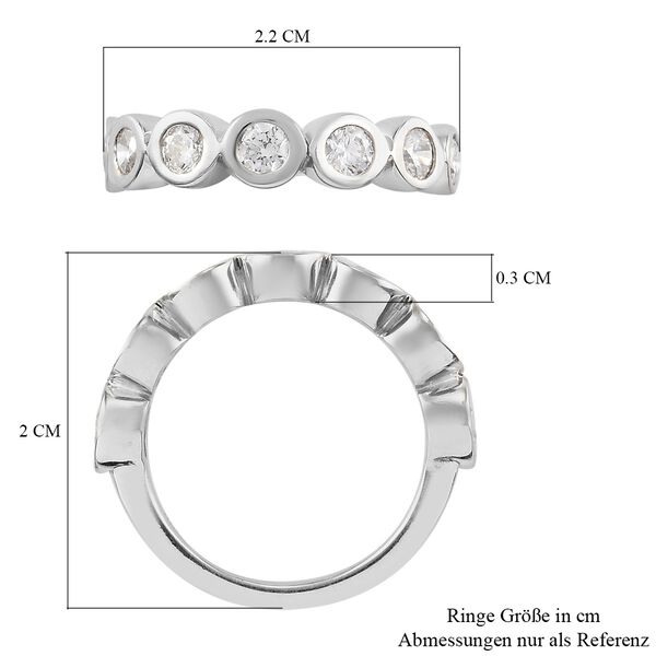 LUSTRO STELLA Hergestellt mit ZIRKONIA 7 Stein Ring 925 Silber Platin-&Uuml;berzug (Gr&ouml;&szlig;e 16.00) ca. 1,73 ct image number 6
