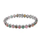 Mehrfach-Turmalin und weißes Zirkon Armband, ca. 19 cm, 925 Silber platiniert ca. 13,50 ct