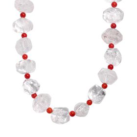 Kristall, Koralle Halskette ca. 50 cm Nickelfreies Messing platiniert 830.00 ct