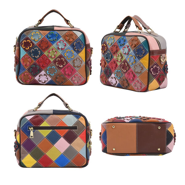 CHAOS BY ELSIE - Patchwork Crossbody Tasche aus 100% echtem Leder mit RFID Schutz, Gr&ouml;&szlig;e 26x12x22 cm, Mehrfarbig image number 4