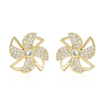 Wei&szlig;er, synthetischer Diamant-Ohrstecker, goldfarben ca. 0,10 ct