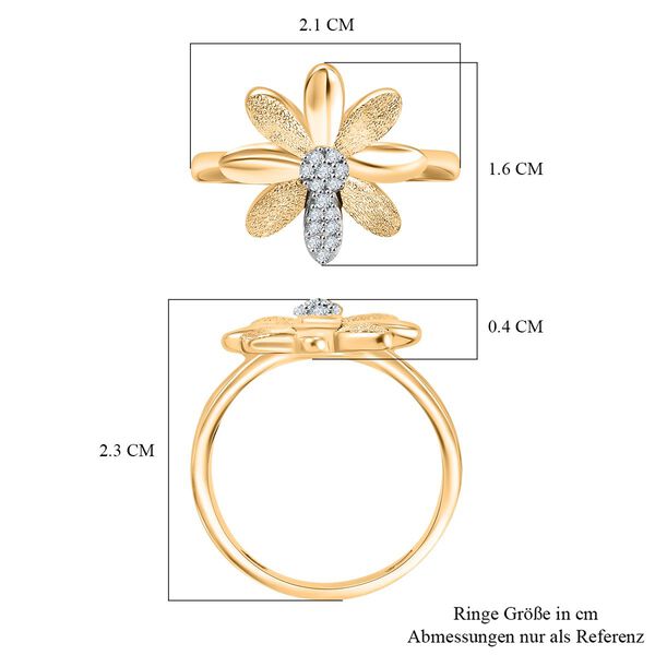 GP Italian Garden Kollektion - Weißer Diamant und Kanchanaburi blauer Saphir Ring, 925 Silber 750 Gelbgold Vermeil - 0,11 ct. image number 7