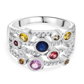 Blauer Saphir, Rosa Saphir Ring 925 Silber rhodiniert (Größe 19.00) ca. 1,48 ct