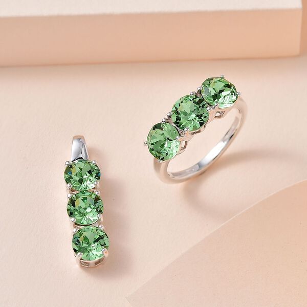 Peridot Kristall Schmuckset 925 Silber image number 1