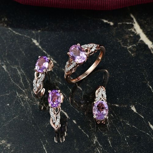 D'Joy AA Rose De France Amethyst Schmuckset 925 Silber 750 rosévergoldet (Größe 17) ca. 4,74 ct. image number 1