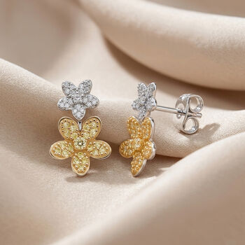 LUXURIANT VS-EF Labor wei&szlig;e und gelbe Diamant Ohrringe - 0,50 ct.