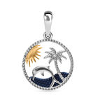 Weißer Diamant Anhänger, 925 Silber platiniert