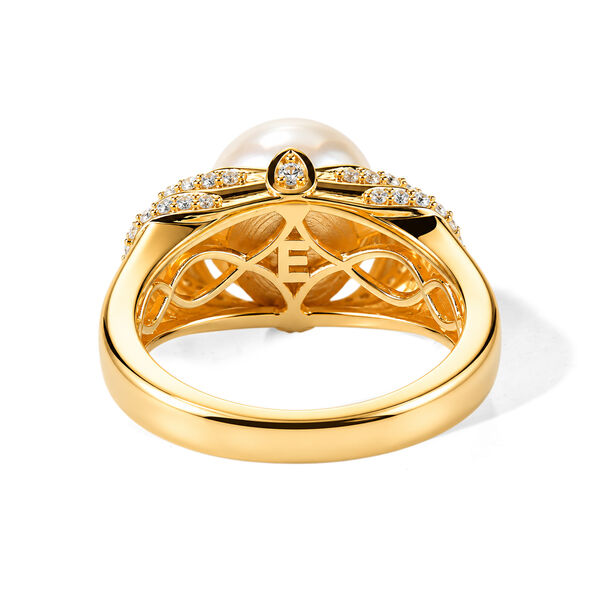 EVER TRUE S&uuml;&szlig;wasser Perle (9-9.5 mm), Wei&szlig;er Zirkon Ring 950 Kupfer (Gr&ouml;&szlig;e 19.00) image number 2