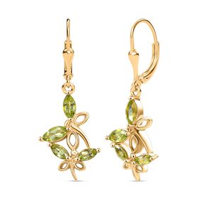 Peridot Ohrringe 925 Silber vergoldet ca. 1,64 ct.