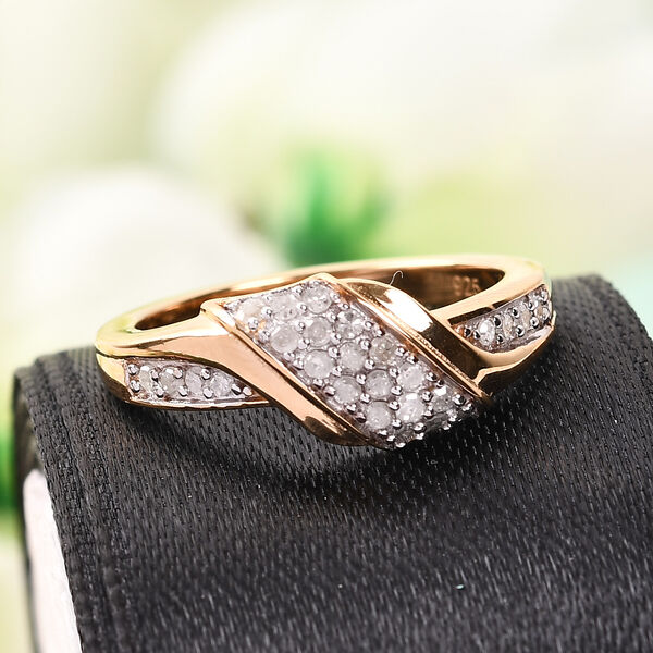 Diamant Cluster Ring 925 Silber Gelbgold Vermeil image number 2