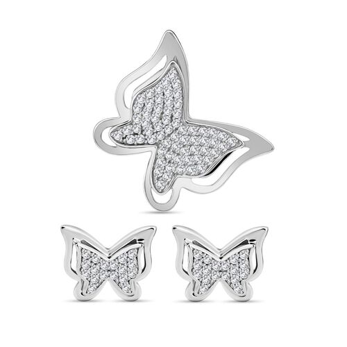 Lustro Stella Weißer Zirkonia Schmuckset 925 Silber rhodiniert image number 0