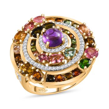 GP Celestial Dream Kollektion- Multi-Turmaline, afrikanischer Amethyst, Zirkon und blauer Saphir-Ring - 6,03 ct.