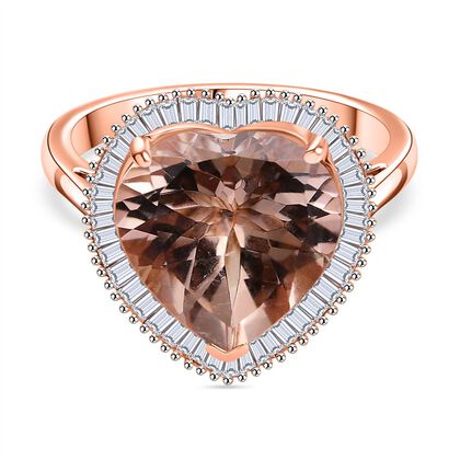 TUCSON FIND AAA Moroppino Morganit, Wei&szlig;er Diamant Ring 585 Gold (Gr&ouml;&szlig;e 17.00), ca. 5.04 ct