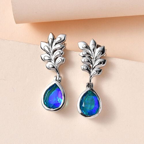 Paraiba Pfau Triplett Quarz Ohrringe - 2,73 ct. image number 1