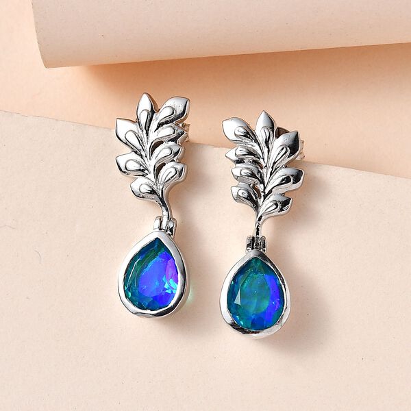 Paraiba Pfau Triplett Quarz Ohrringe - 2,73 ct. image number 1