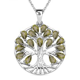 Grüne Zirkonia Halskette, ca. 50 cm, Silberton