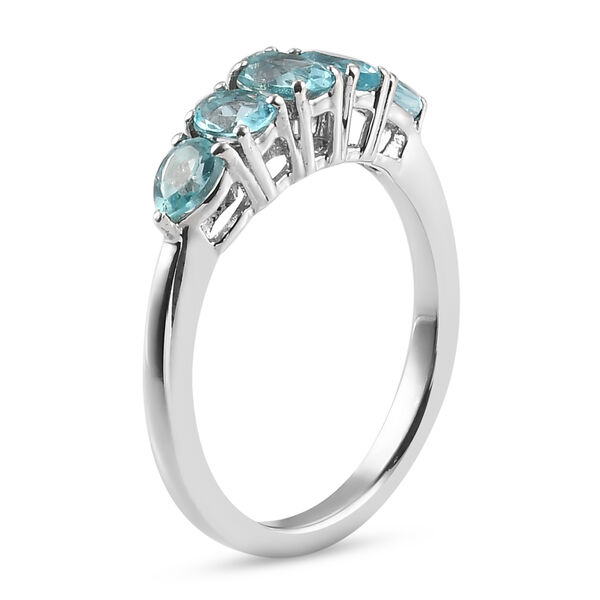 Paraiba-Topas 5 Stein Ring 925 Silber Platin-&Uuml;berzug image number 5