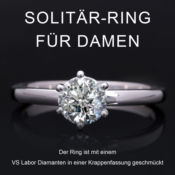 LUXURIANT SGL zertifizierter VS Labor Diamant Ring in 585 Wei&szlig;gold - 1 ct. image number 5