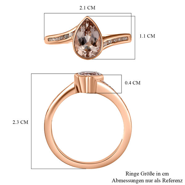 Morganit und weißer Zirkon-Ring, 925 Silber Roségold Vermeil  ca. 1,32 ct image number 7
