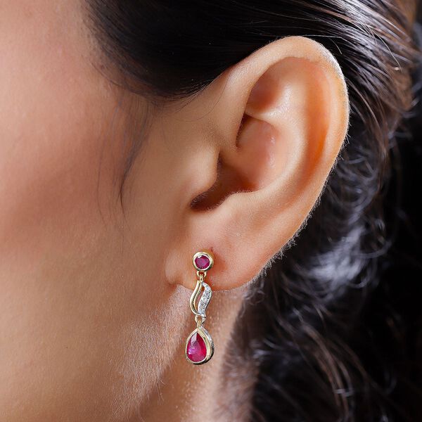 Afrikanische Rubin und Zirkon-Ohrh&auml;nger in Silber image number 3