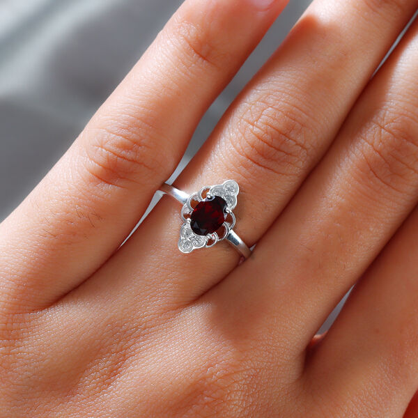 Roter Granat und Zirkon-Ring, 925 Silber  ca. 1,19 ct image number 3