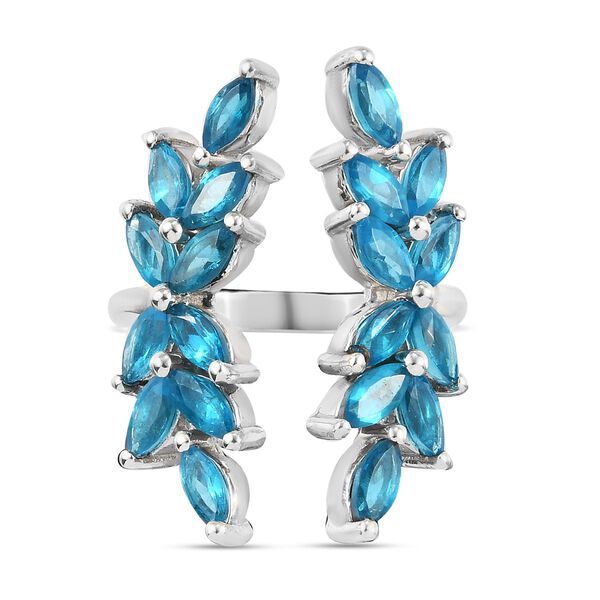 Neon Apatit Ring 925 Silber Platin-&Uuml;berzug