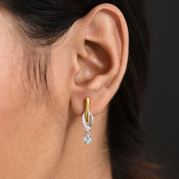 D'Joy blaue und wei&szlig;e Zirkon zweifarbige Ohrringe - 0,83 ct.