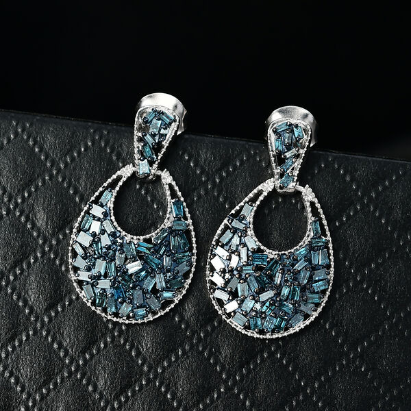D'Joy Blauer Diamant Ohrringe 925 Silber rhodiniert ca. 1,02 ct. image number 1