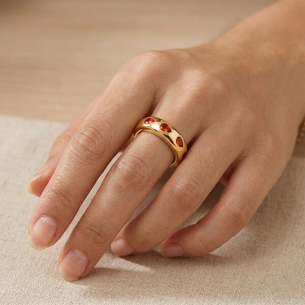 Mexikanischer Kirschfeuer-Opal-Ring, 925 Silber Gelbgold Vermeil  ca. 0,49 ct image number 3