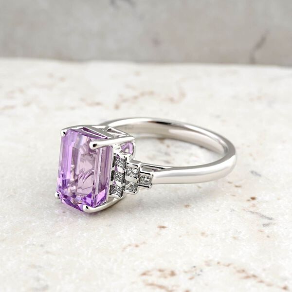 Rhapsody AAAA Patroke Kunzit, Wei&szlig;er Diamant Ring 950 Platin (Gr&ouml;&szlig;e 17.00) ca. 4,85 ct image number 1