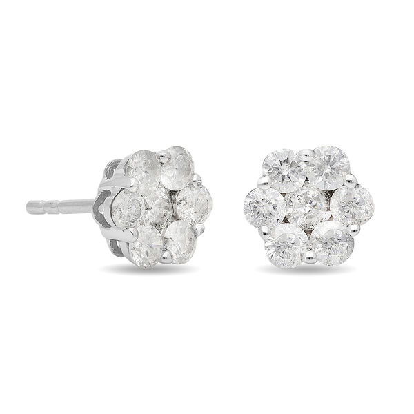 Diamant zertifiziert I2-I3/G-H Pressure Set Ohrstecker 375 Weißgold 1,00 ct image number 5