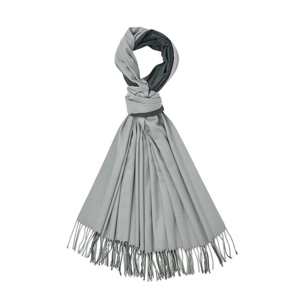 Luxuri&ouml;ser Winterschal mit Fransen, Hellgrau/Dunkelgrau