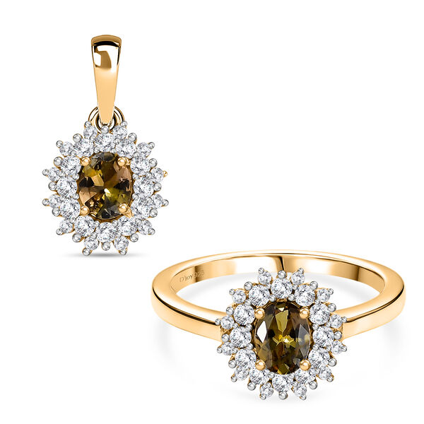 D'Joy 2er-Set AA nat&uuml;rliches goldenes Tansanit und Zirkon Schmuckset - 1,53 ct.