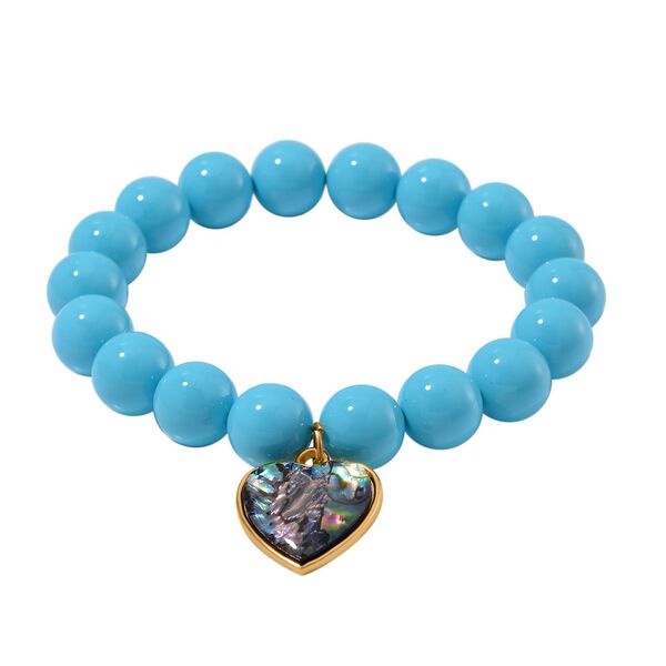 Sleeping Beauty türkisfarbenes Muschelkernperlen und Abalone-Muschel Armband, 17-19 cm - 198 ct. image number 3