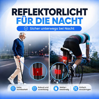 LIVMORE Smart Gehstock, klappbar, 85-97cm, LED Licht, SOS Alarm, Schwarz