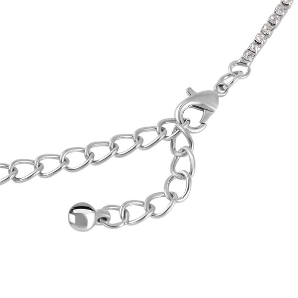 Weißer Kristall Halskette, ca. 40.5 cm, silberfarben image number 3