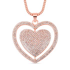 Funkelnder Kristall-Herz-Anhänger mit 73cm Kette in Roségoldton