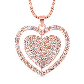 Kristall Glitzerndes Herz Anh&auml;nger mit Kette, ros&eacute;farben