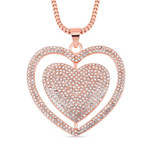 Funkelnder Kristall-Herz-Anhänger mit 73cm Kette in Roségoldton image number 0
