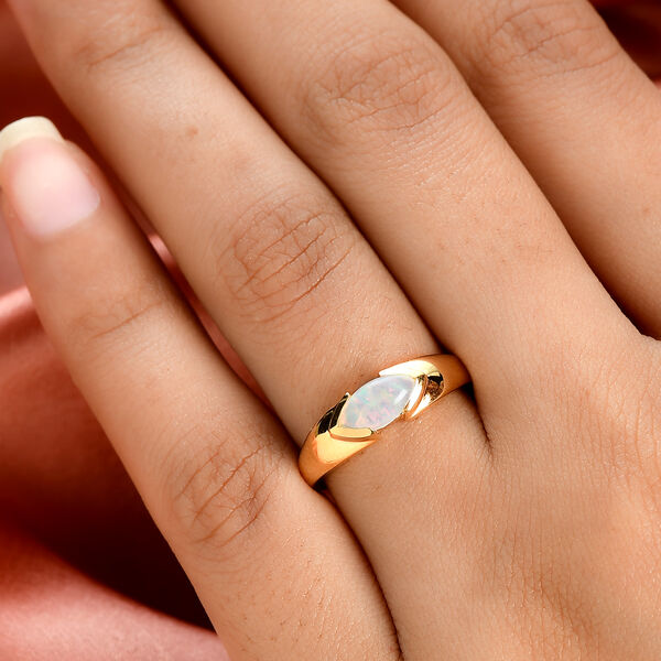 Natürlicher Äthiopischer Opal Ring 925 Silber vergoldet  ca. 0,49 ct image number 3