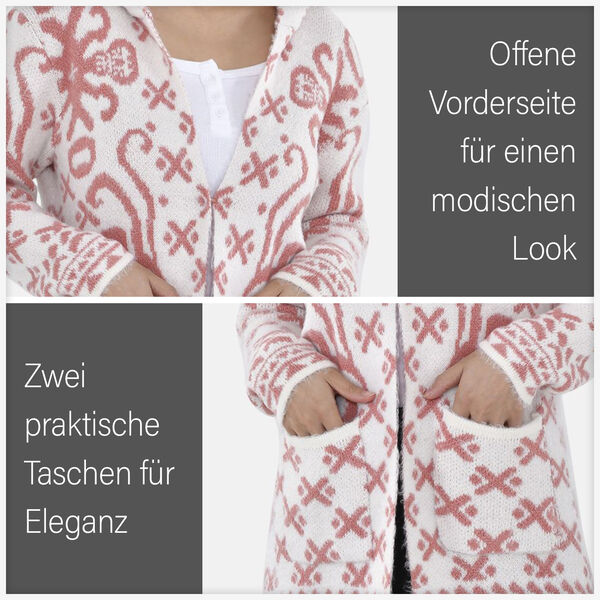 Cardigan mit Kapuze, pinke geometrische Muster image number 5