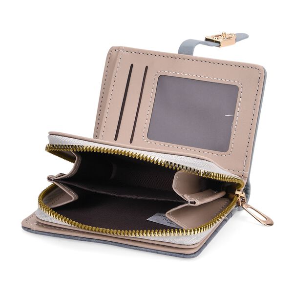 2-teiliges Geldbörsen-Set im Krokoprägungs-Design, Lange Geldbörse 20x10x3 cm und Bifold-Geldbörse 12x9x3,5 cm, Blau image number 7