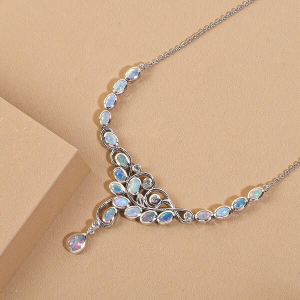 AA nat&uuml;rliche &auml;thiopische Welo-Opal und Zirkon Halskette in Silber 3,52 Ct image number 3