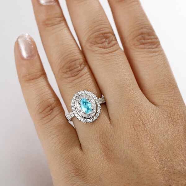 RHAPSODY zertifiziert und geprüft AAAA Paraiba Turmalin und VS-EF Diamant Ring in 950 Platin - 2,08 ct. image number 2