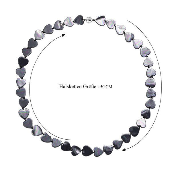 Pfaufarbene Herz Muschelkernperle 50cm Halskette image number 6