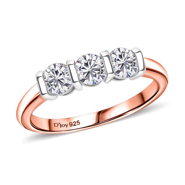 D'Joy zweifarbiges Moissanit Schmuckset, 925 Silber rhodiniert und rosévergoldet - 2 ct. image number 4