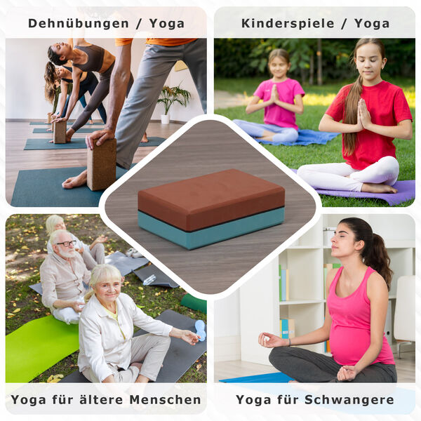 Yoga Block aus Eva-Schaum, Blau-Braun image number 5