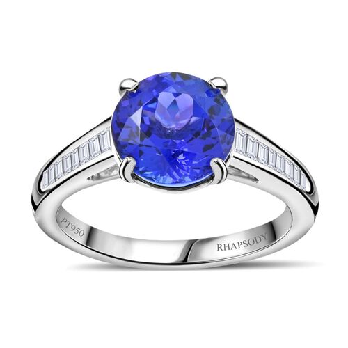 RHAPSODY zertifiziert und geprüft AAAA Tansanit und VS-EF Diamant Ring in 950 Platin - 3 ct. image number 0