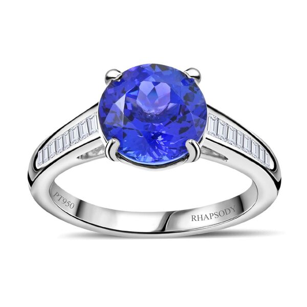 RHAPSODY zertifiziert und geprüft AAAA Tansanit und VS-EF Diamant Ring in 950 Platin - 3 ct. image number 0